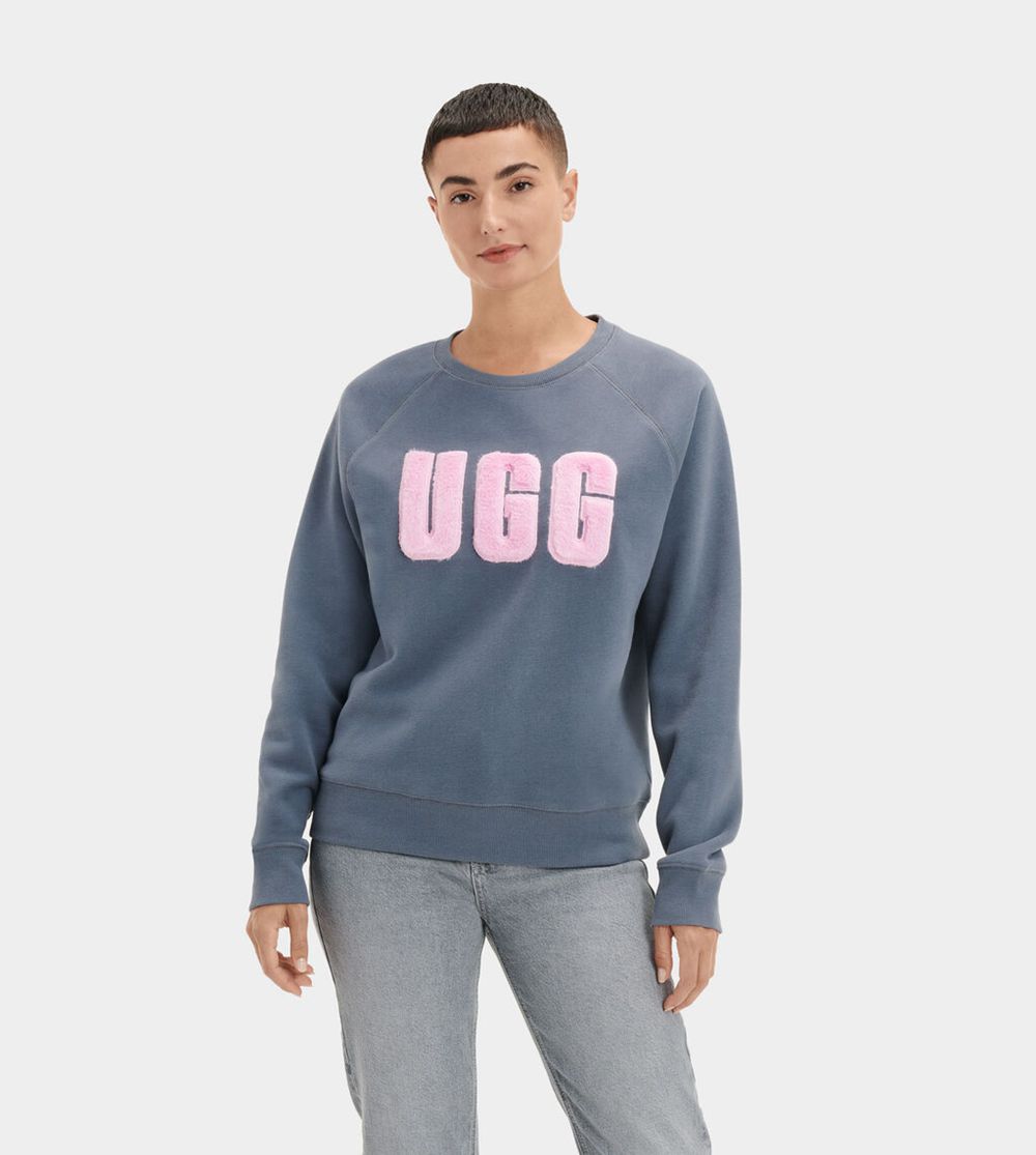 Ugg Sweatshirts Canada - Ugg Women's Madeline Fuzzy Logo Crewneck Navy